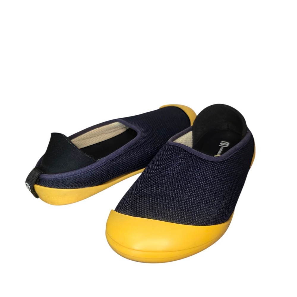Mahabis Womens EU 36 Navy Yellow Mesh Indoor Outdoor Slippers Removable Sole
